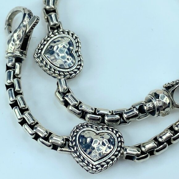 JAI Sterling Silver Symbols of Love Box Chain Station Bracelet JR9288 - Picture 7 of 8